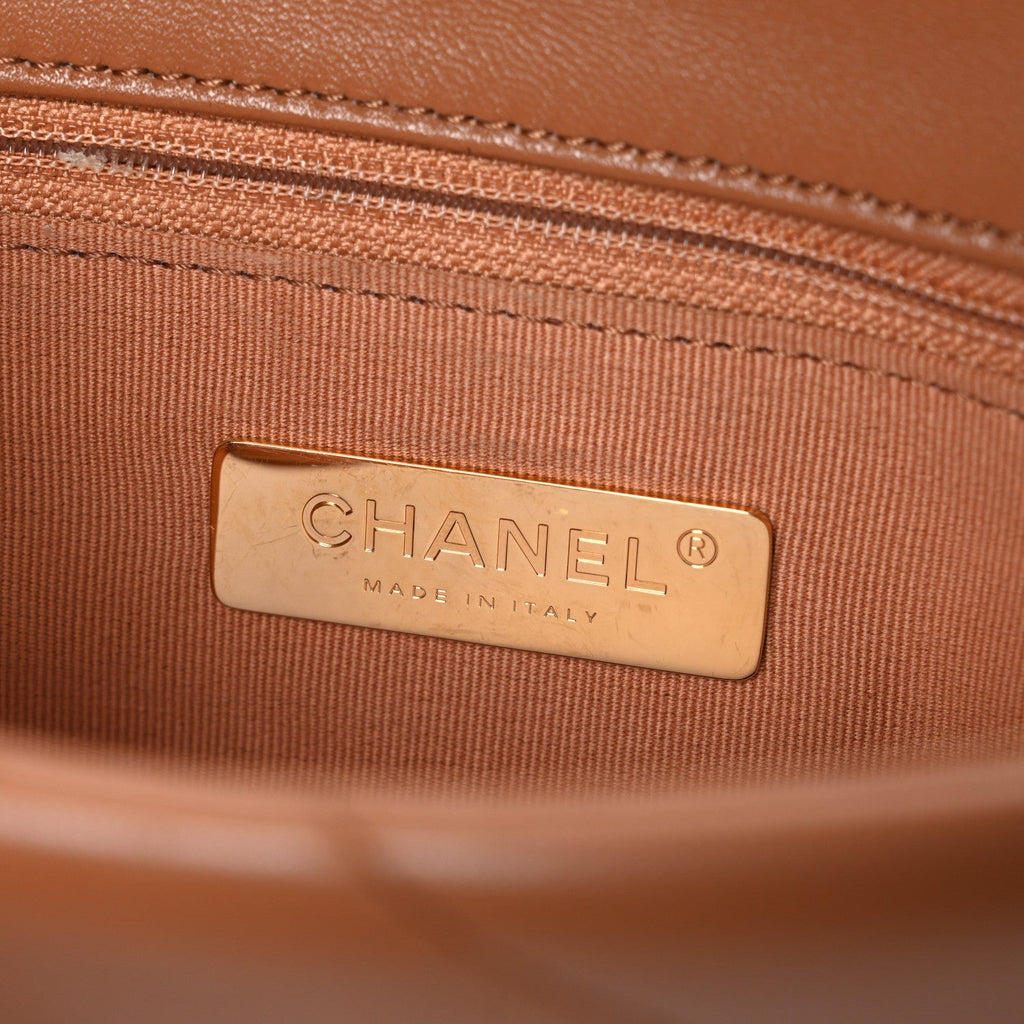 Lambskin Quilted Medium Chanel 19 Flap Brown