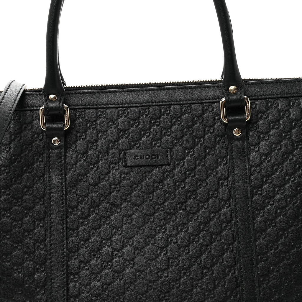 Soft Microguccissima Small Zippered Satchel Black