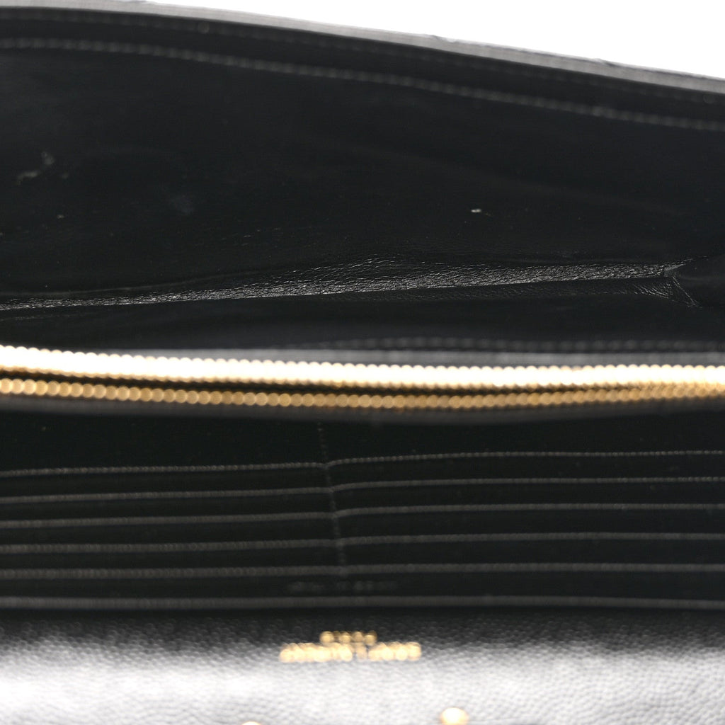 Grain De Poudre Matelasse Chevron Monogram Chain Wallet Black