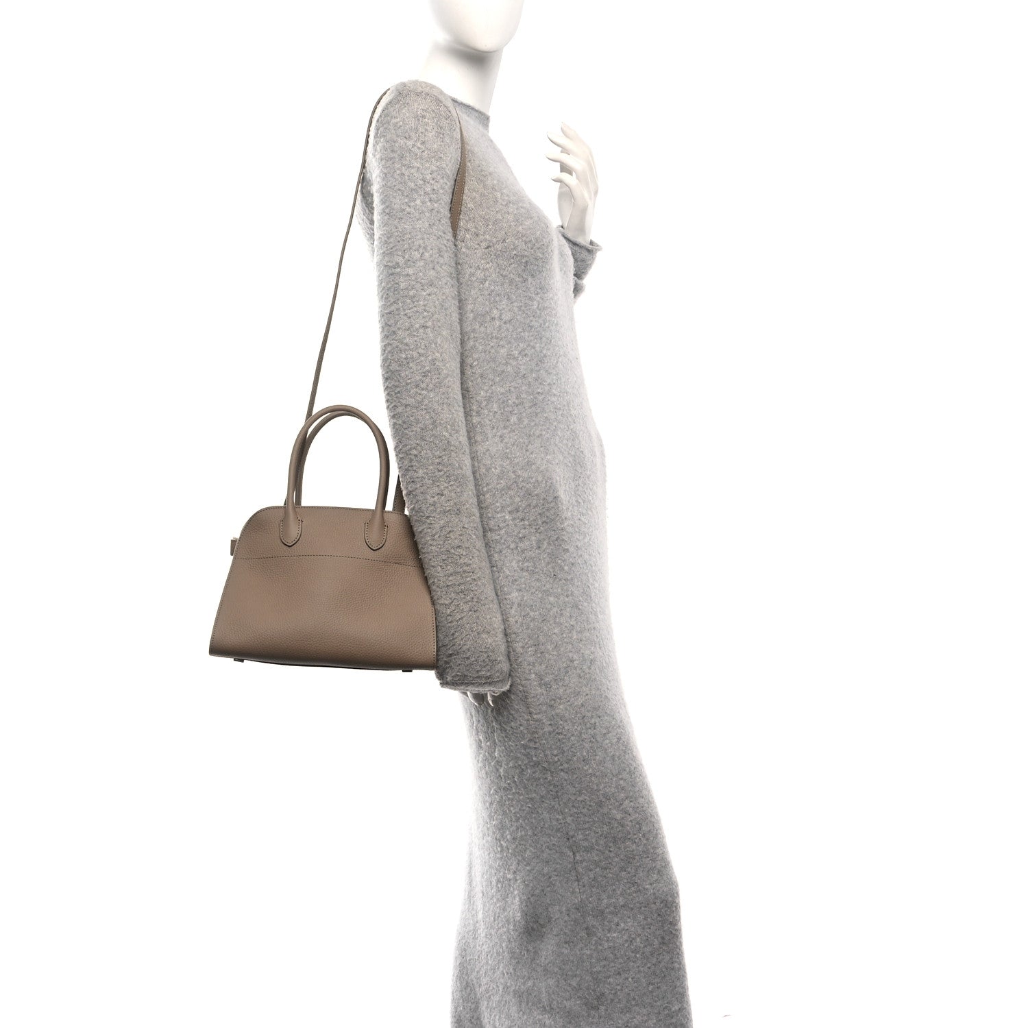 Grained Calfskin Soft Margaux 10 Bag Dark Taupe Dark Taupe