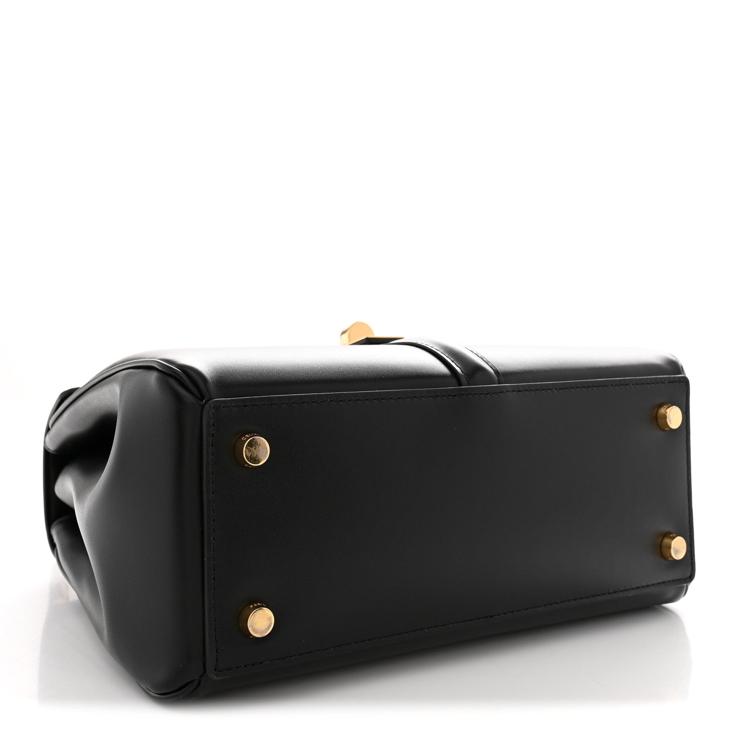 Satinated Calfskin Small 16 Top Handle Bag Black