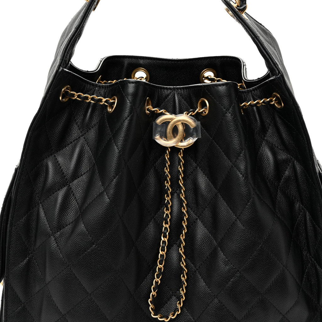 Caviar Quilted Medium Chanel 25 Handbag Black