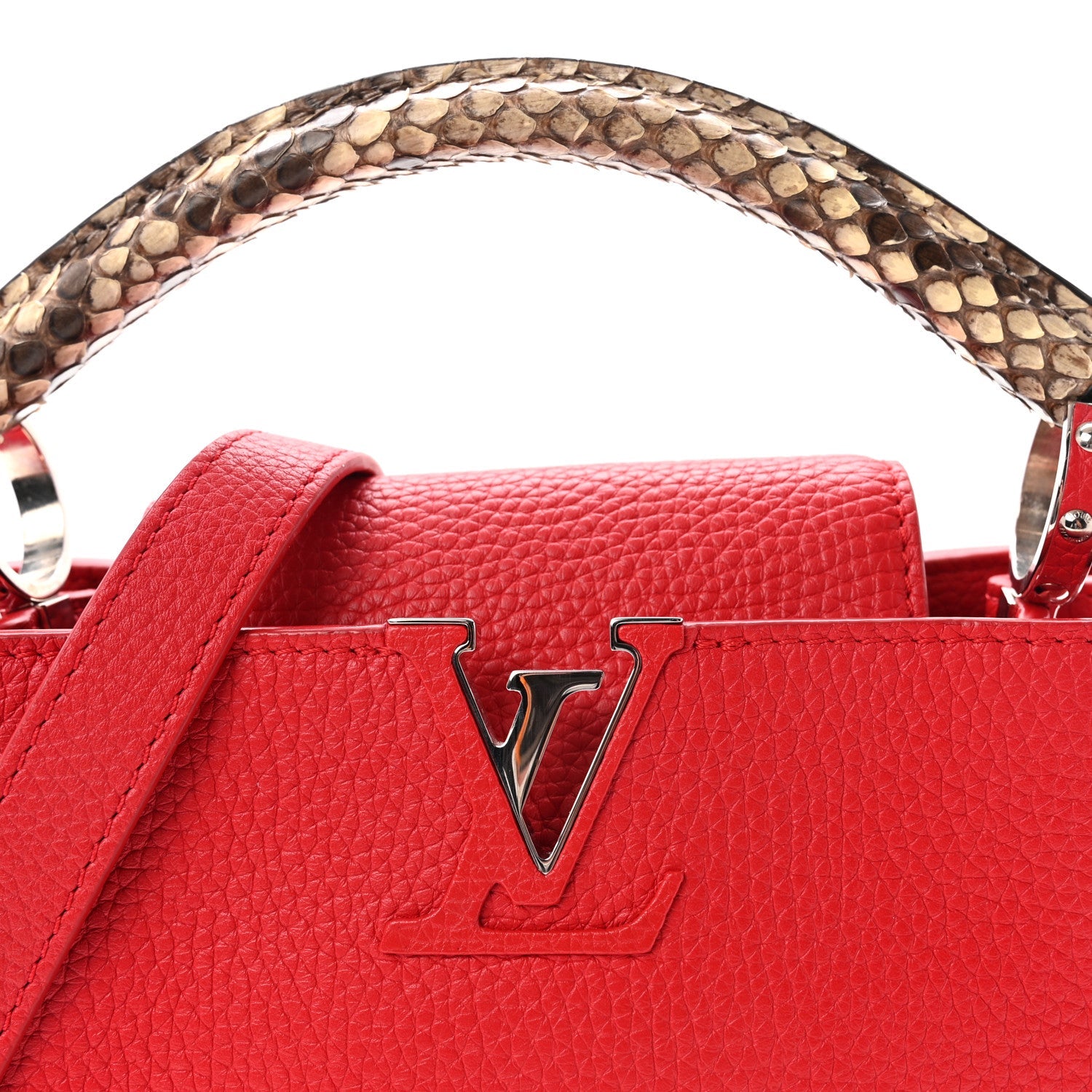 Taurillon Snakeskin Capucines BB Rubis