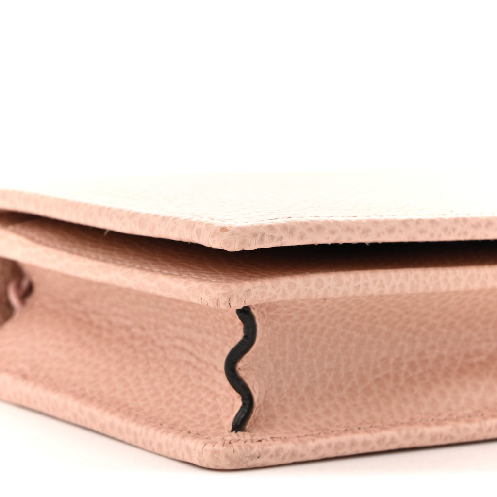 Dollar Calfskin Enamel Monochrome Mini GG Marmont Chain Wallet Perfect Pink