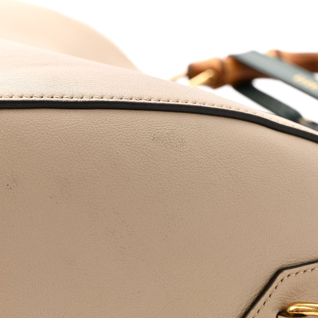 Calfskin Diana Bamboo Boston Oatmeal Vintage Green