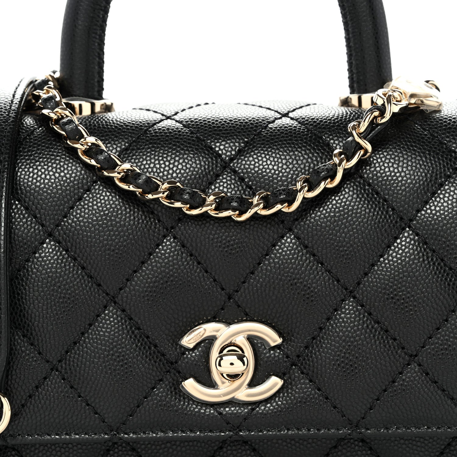 Caviar Quilted Extra Mini Coco Handle Flap Black