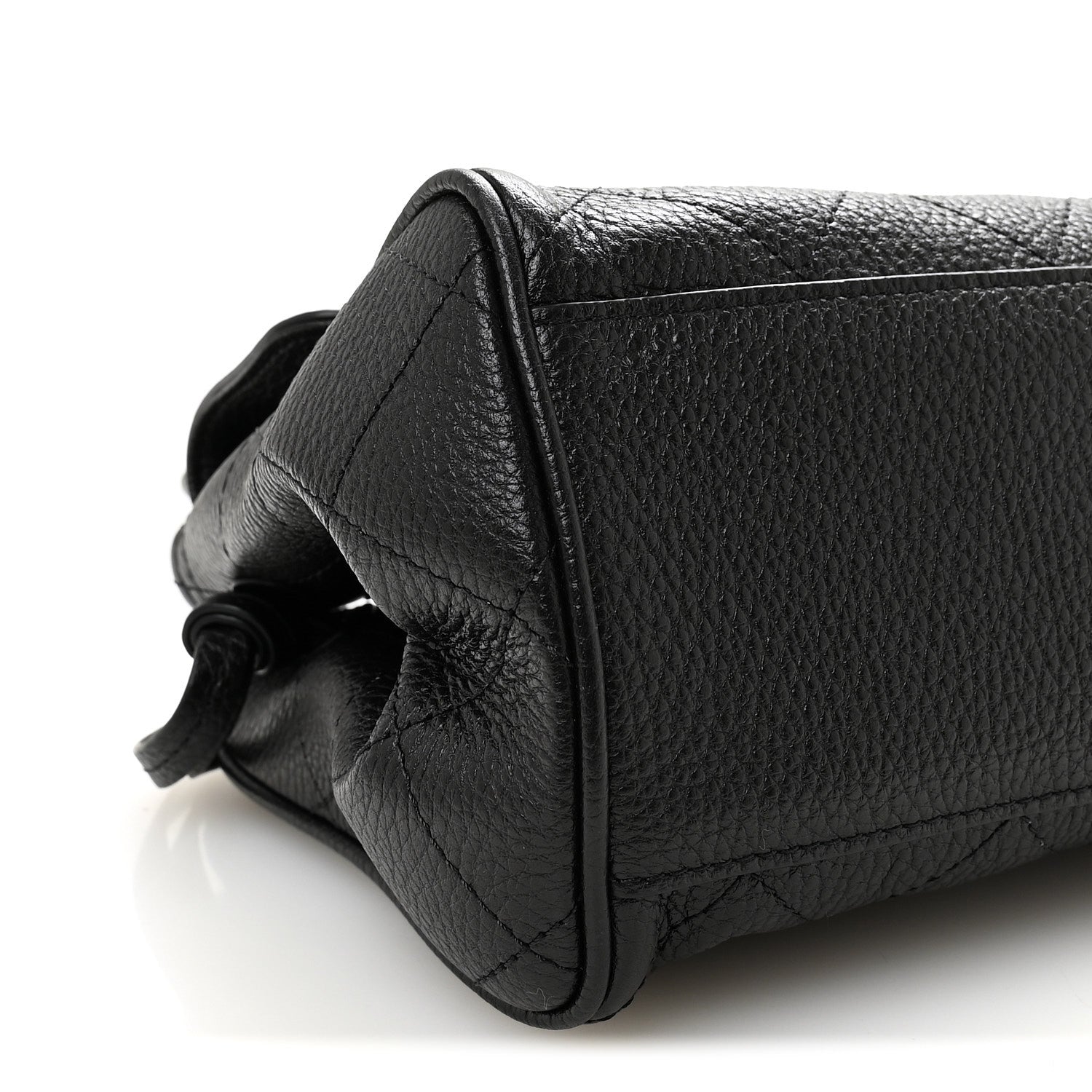 Grained Calfskin Stitched Urban Essentials Small Shopping Bag Black