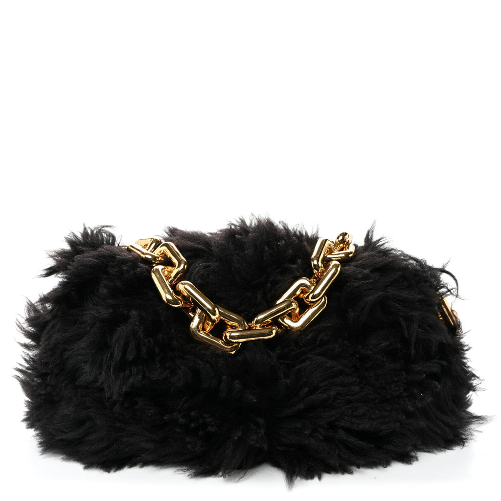 Shearling Lambskin The Pouch Chain Black