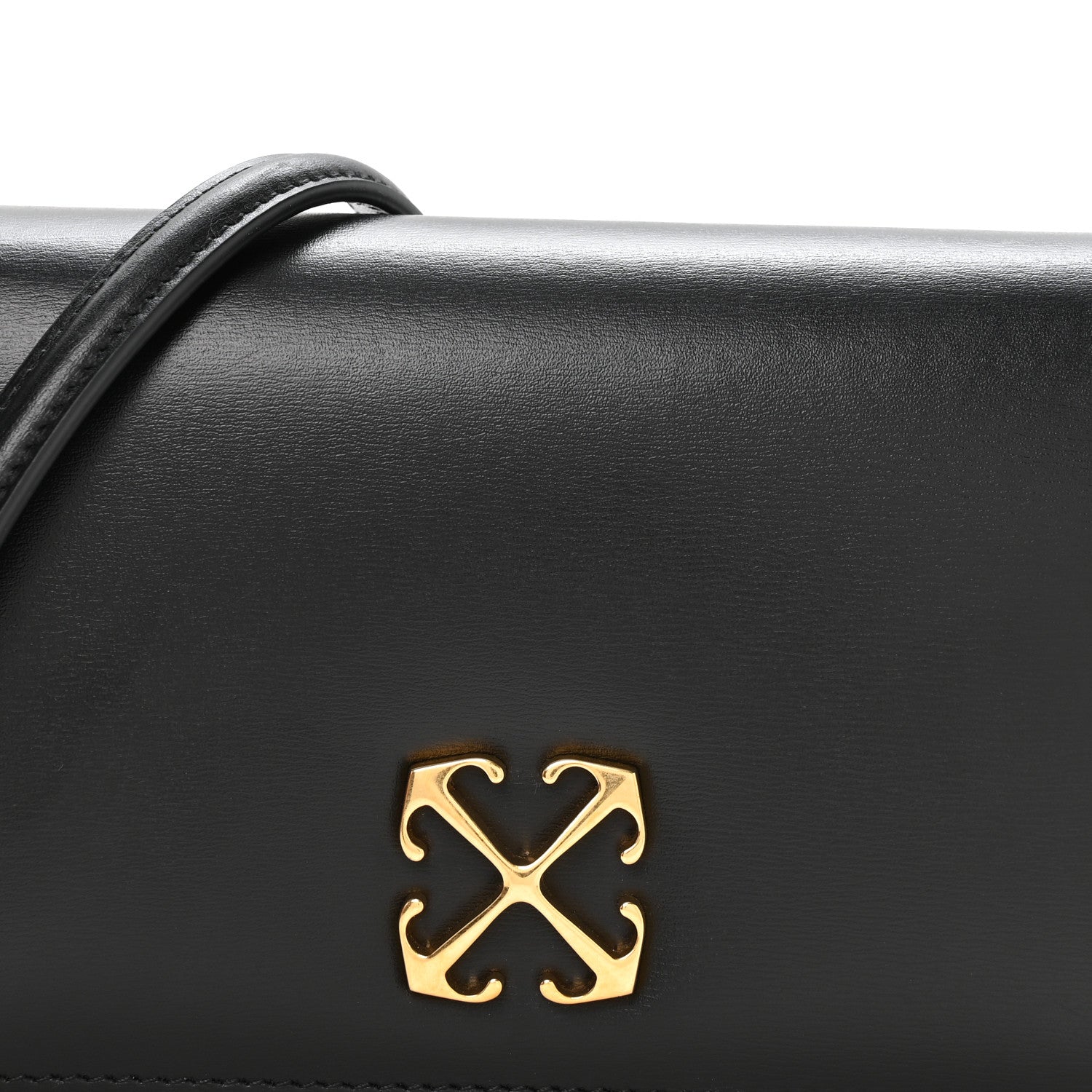 OFF WHITE Calfskin Jitney 0.5 Shoulder Bag Black