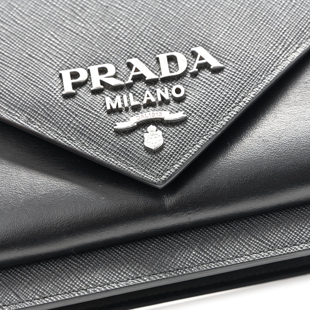 Saffiano City Calf Mini Envelope Bag Black