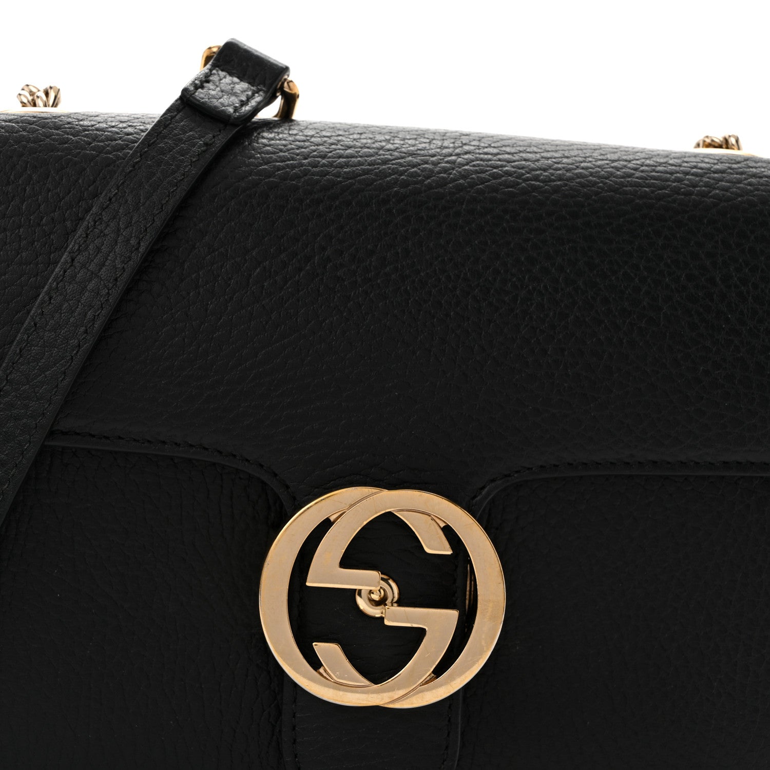 Dollar Calfskin Small Interlocking G Shoulder Bag Black