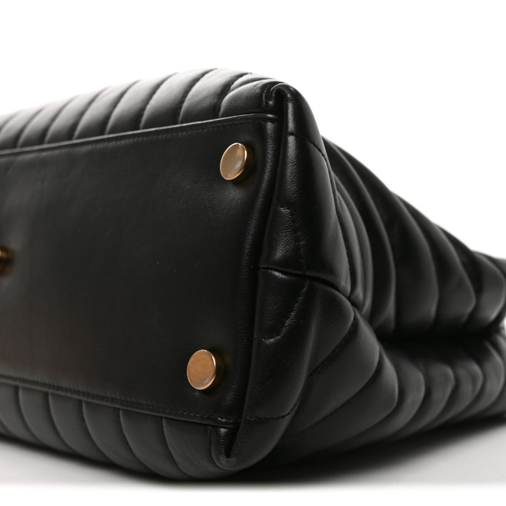 Calfskin Y Quilted Monogram Large Loulou Shopper Black