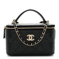 Caviar Quilted Trendy Handle Mini Vanity Black