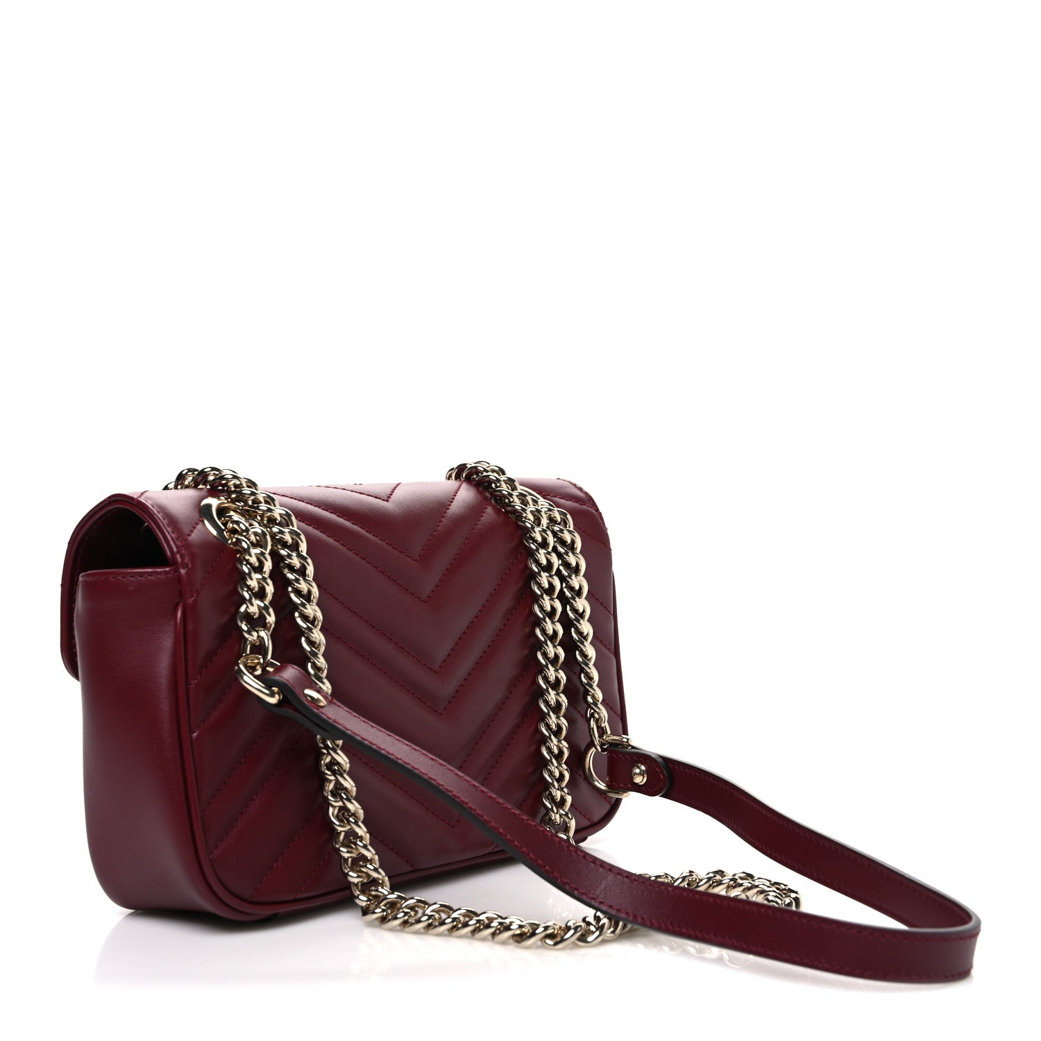Calfskin Matelasse Mini GG Marmont Shoulder Bag Rosso Ancora