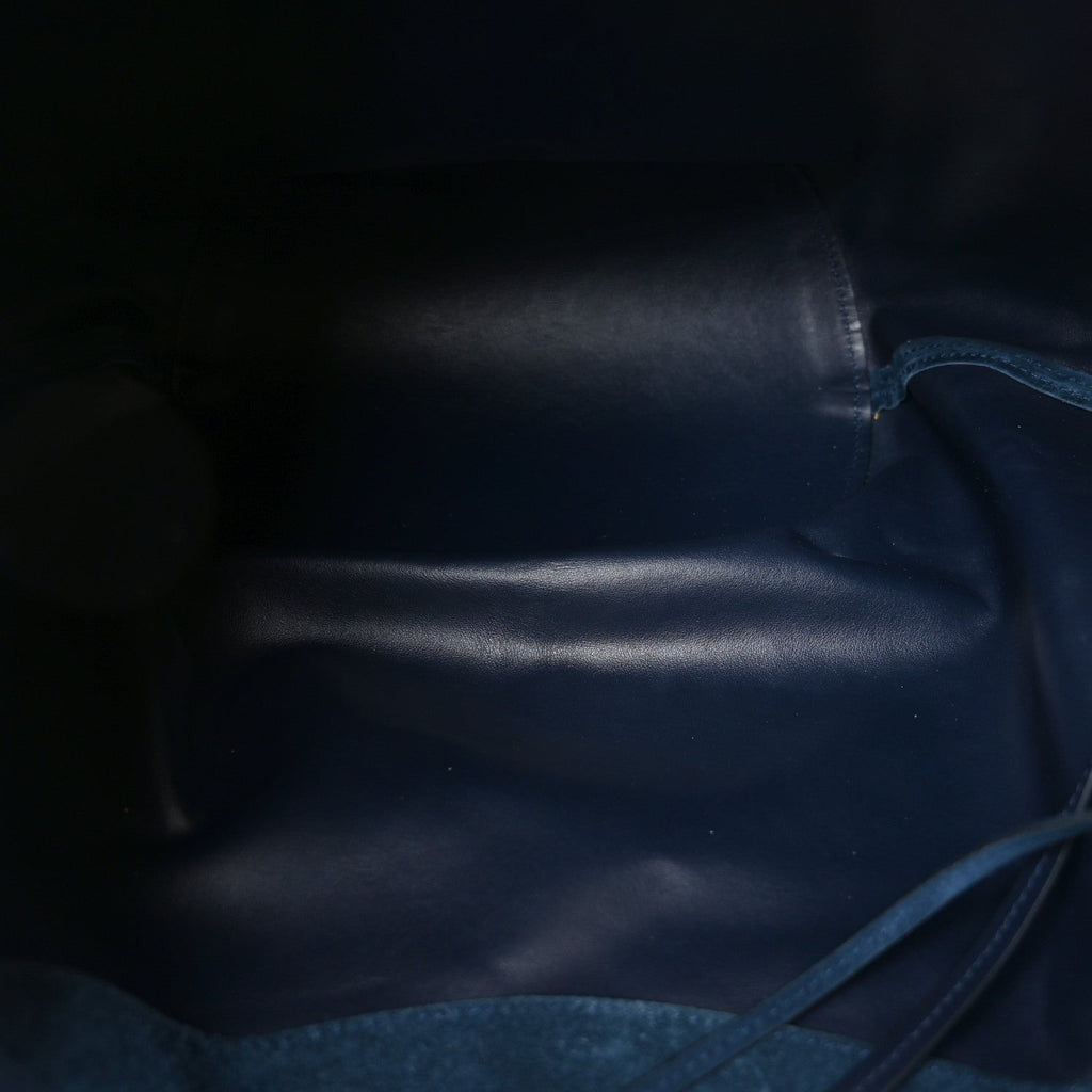 Suede Calfskin Medium Lotus Tote Midnight