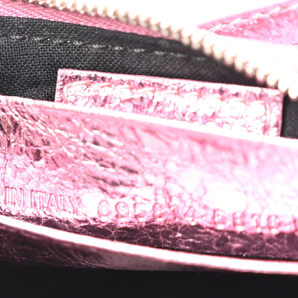 Metallic Agneau Arena Crystal Le Cagole Mini Purse With Chain Met Pink