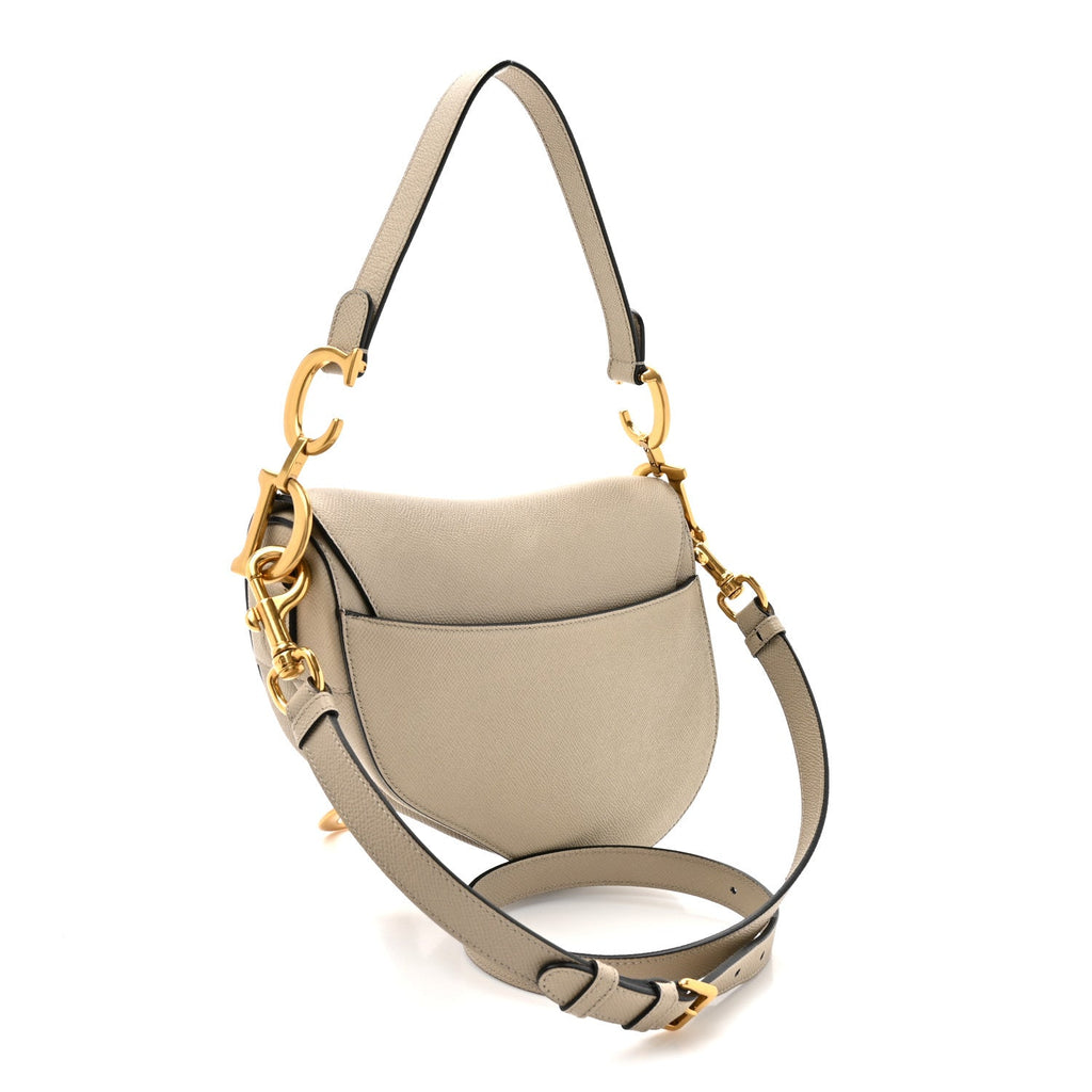 Grained Calfskin Saddle Bag With Strap Sable