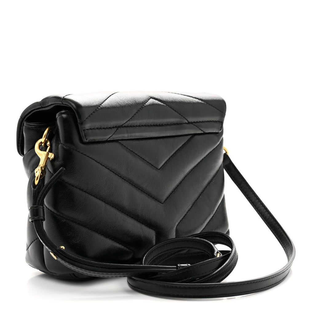 Calfskin Y Quilted Monogram Toy Loulou Crossbody Bag Black