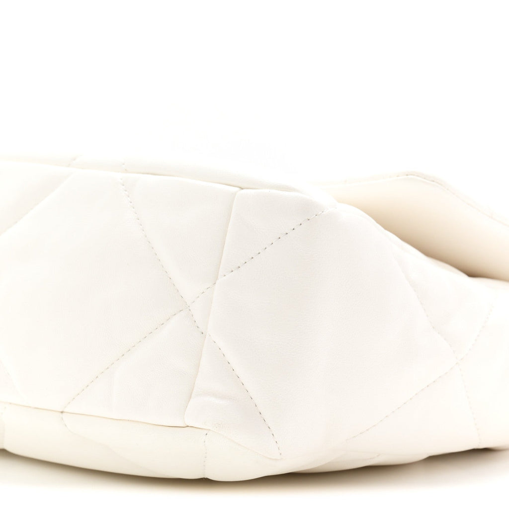 Lambskin Quilted Large Chanel 19 Flap White