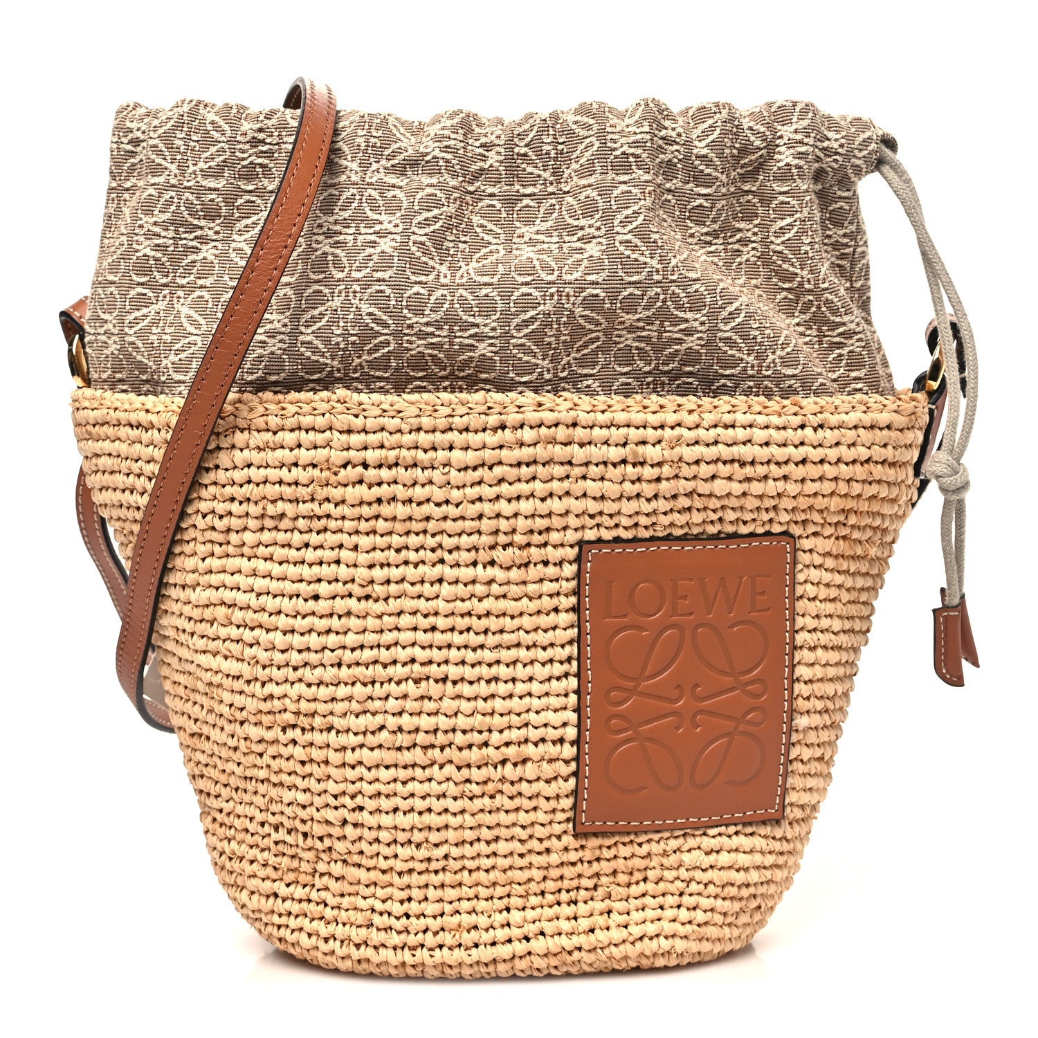 Calfskin Raffia Anagram Paulas Ibiza Pochette Bag Natural Tan