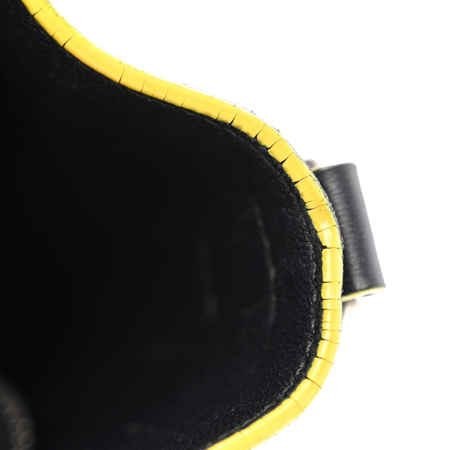Satin Calfskin Nano Debossed Luggage Black Yellow