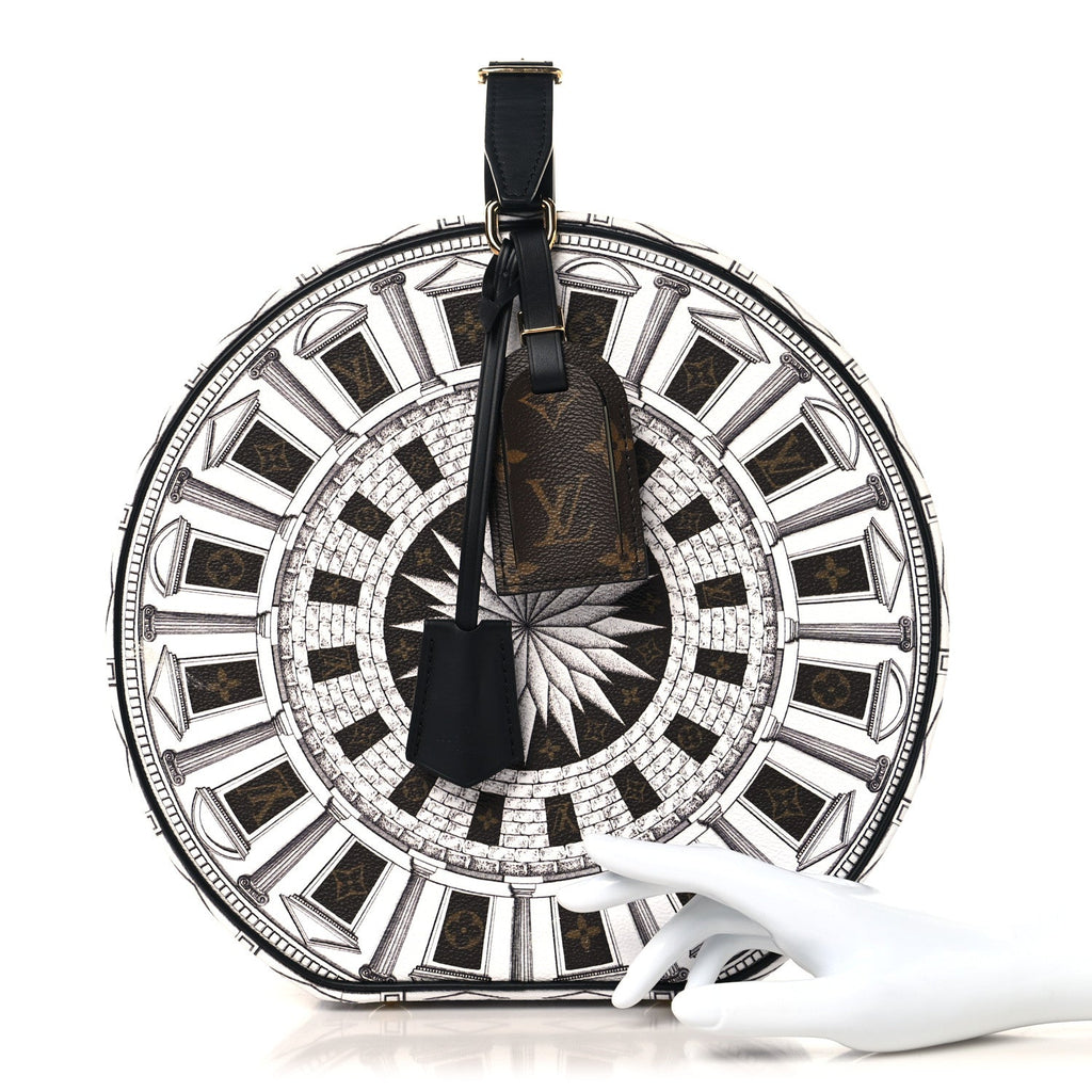 X FORNASETTI Calfskin Architettura Petite Boite Chapeau White Black