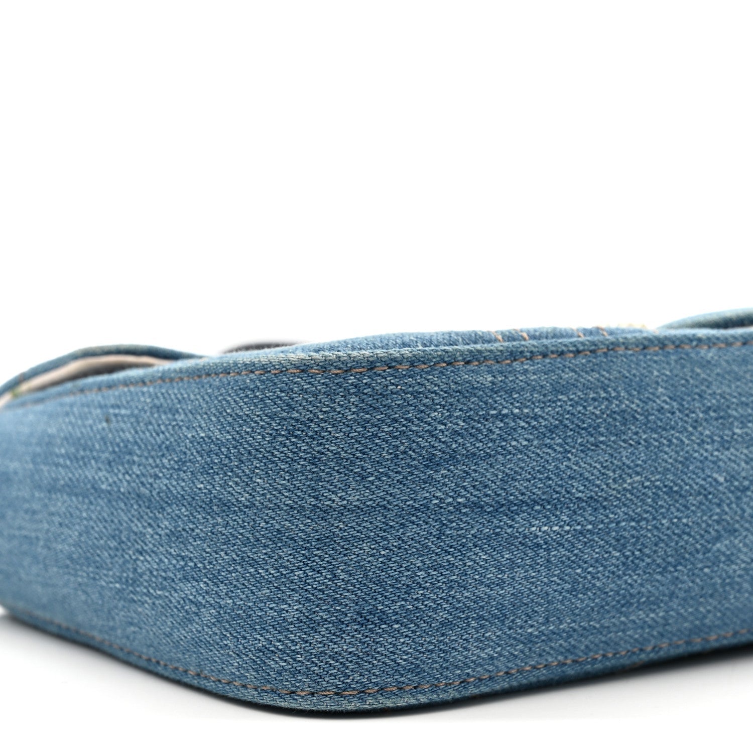 Denim Matelasse Mini Pearly GG Marmont Shoulder Bag Blue