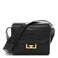 Calfskin Crocodile Embossed Small Eden Storm Grey