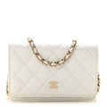 Caviar Quilted Mini Wallet On Chain WOC White