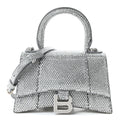 Strass Suede Hourglass Top Handle Bag XS Smoke Grey Crystal