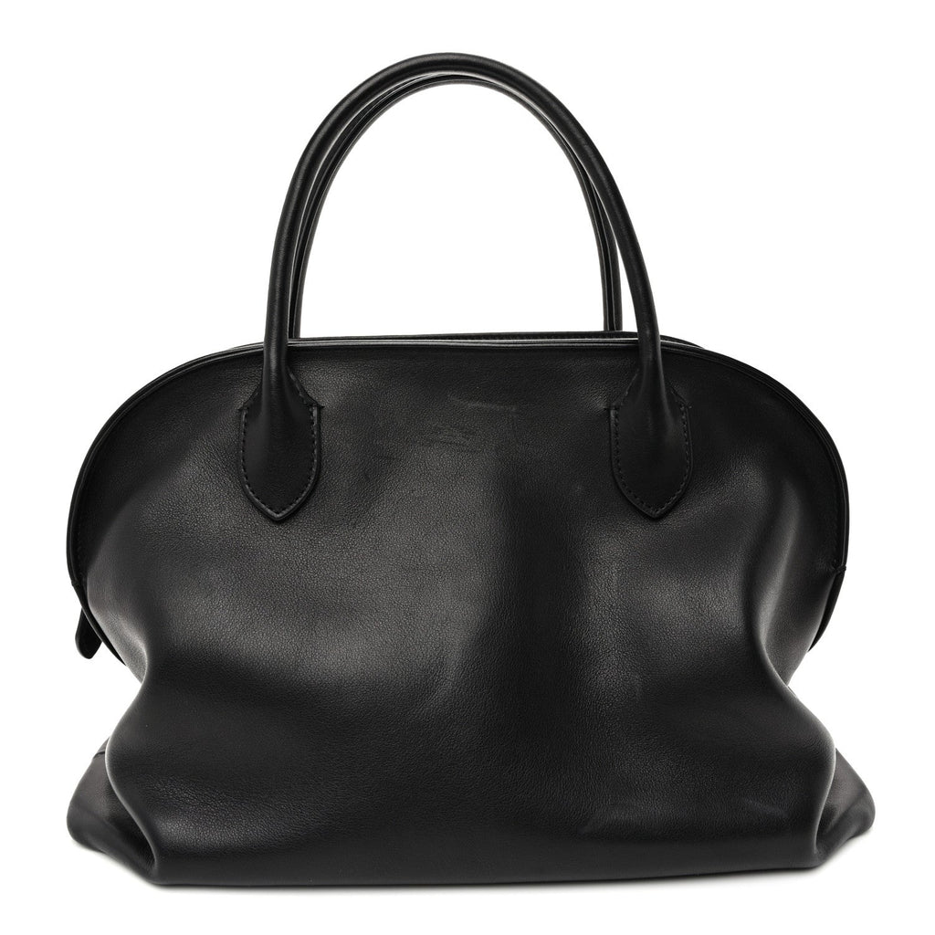Polished Saddle Calfskin Agnes Bag Black