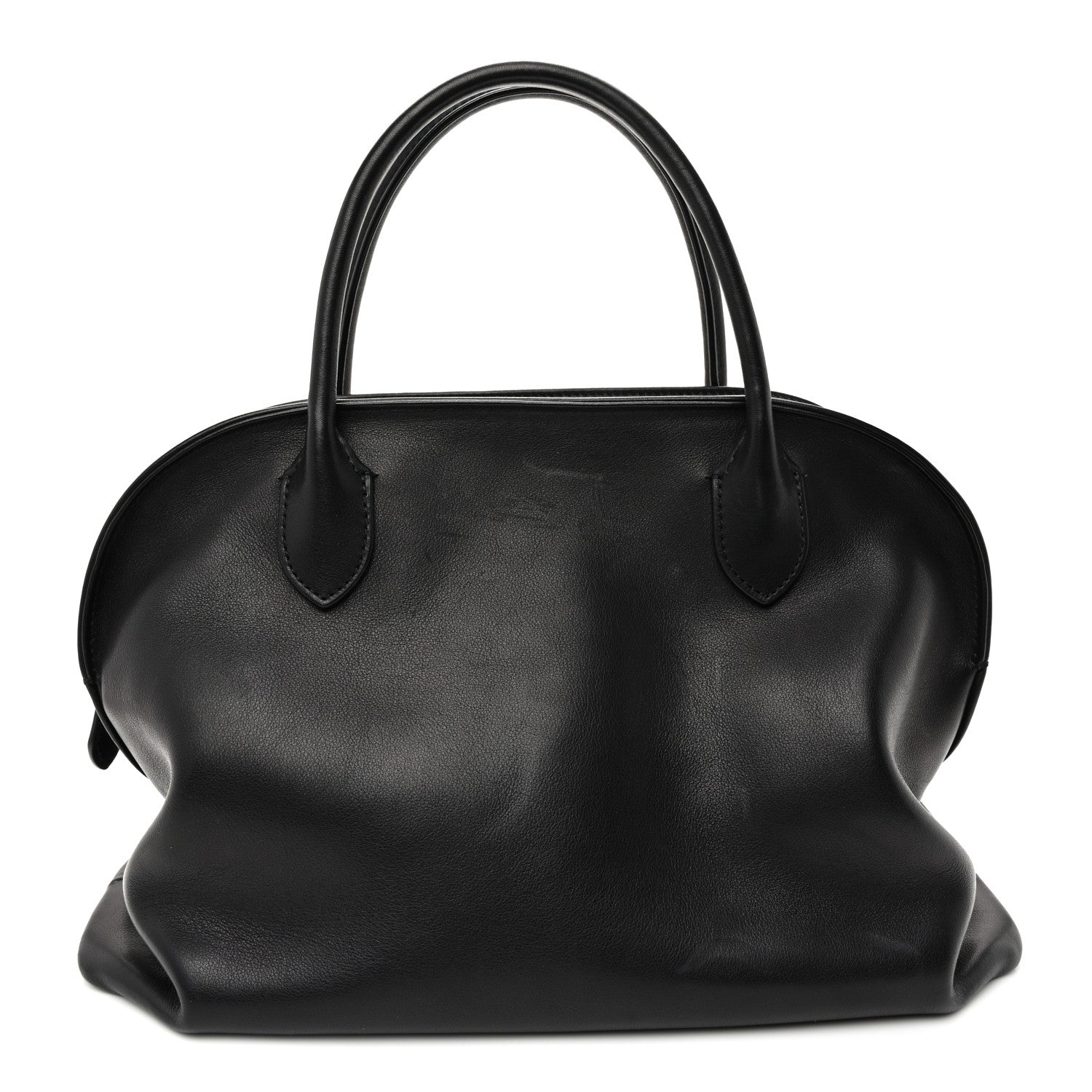 Polished Saddle Calfskin Agnes Bag Black