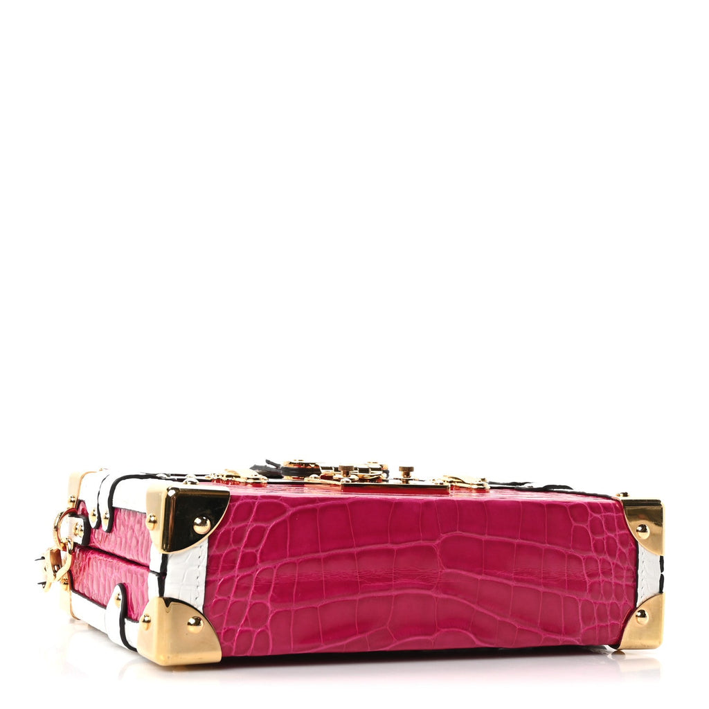 Alligator Petite Malle Pink White