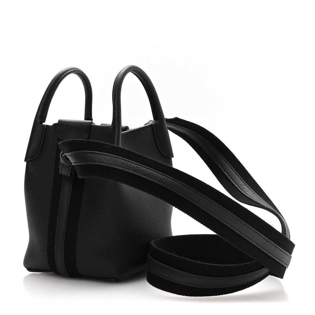 Grained Calfskin Micro Bale Bag Black