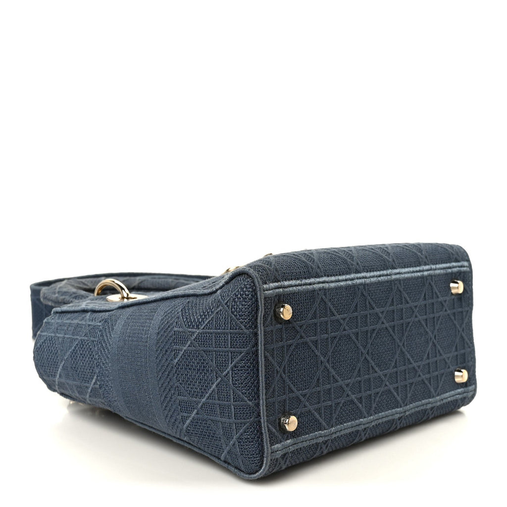 Canvas Embroidered Cannage Medium Lady D-Lite Denim Blue