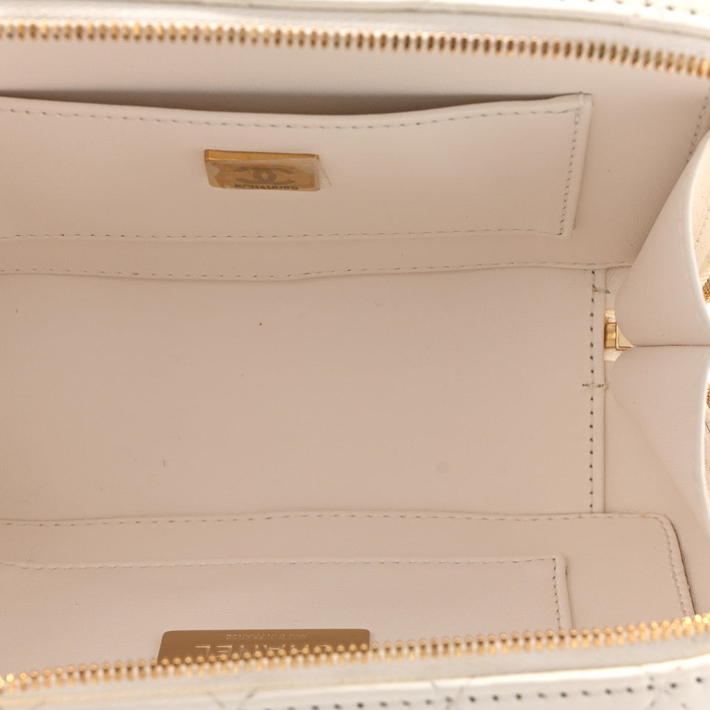 Lambskin Quilted Coco Click Bag White