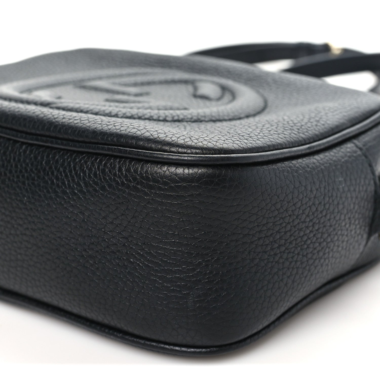 Pebbled Calfskin Small Soho Disco Bag Black