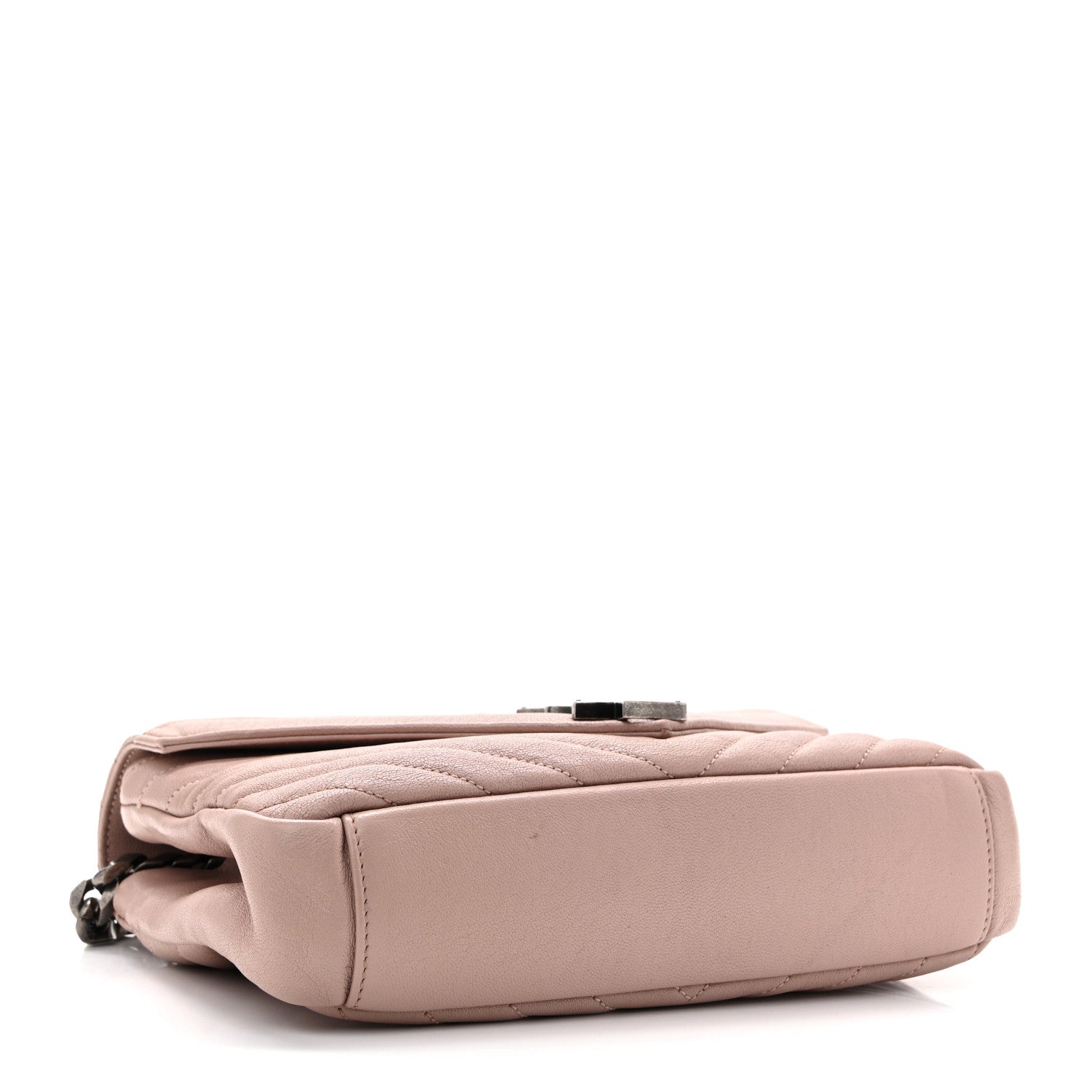 Sheepskin Matelasse Chevron Monogram Medium College Bag Rose Poudre
