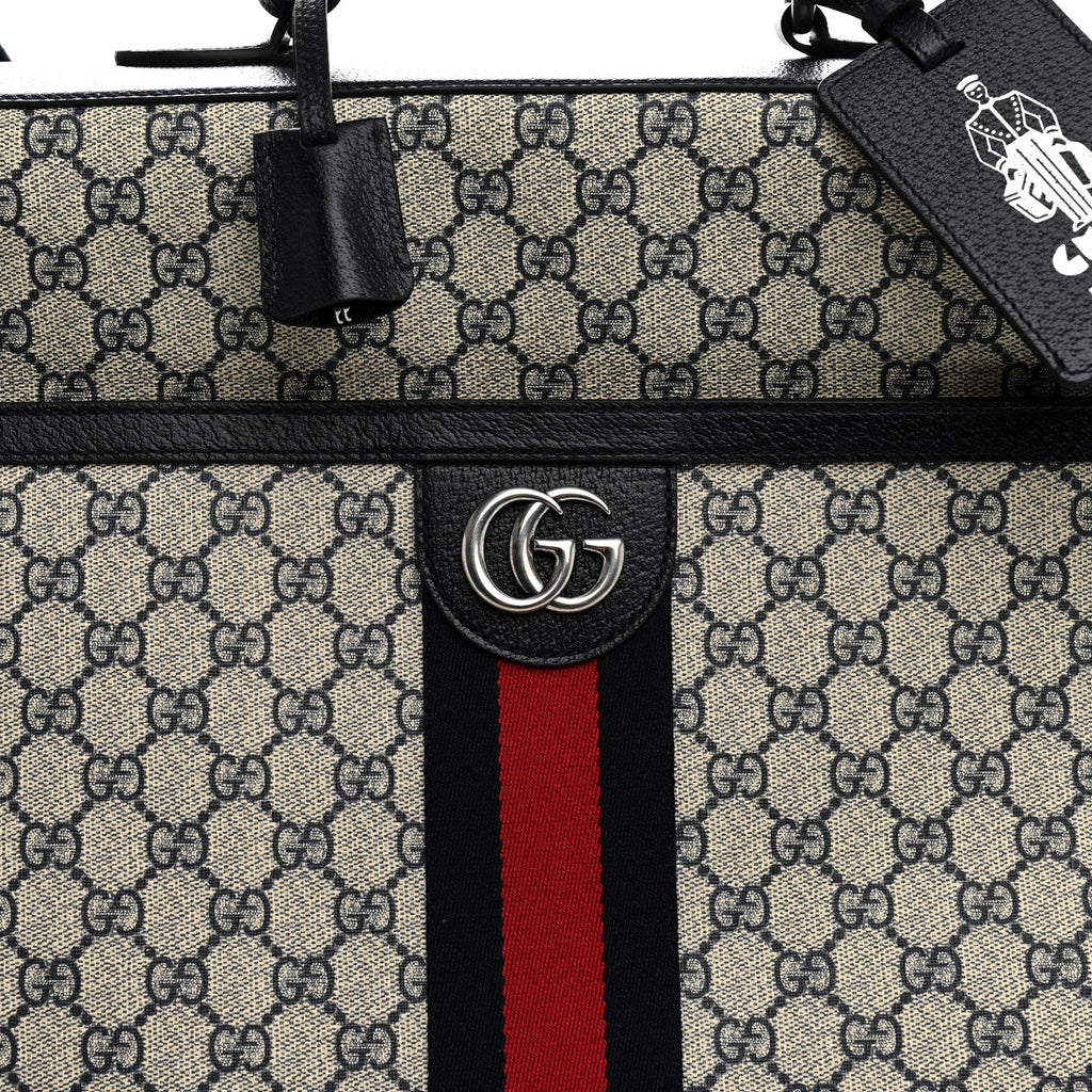 GG Supreme Monogram Web Savoy Garment Bag Beige Blue