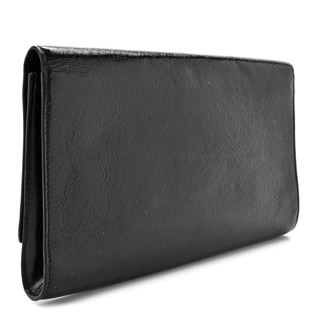 Textured Patent Monogram Large Belle De Jour Clutch Black
