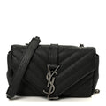 Grained Calfskin Matelasse Chevron Classic Monogram Baby Chain Bag Black