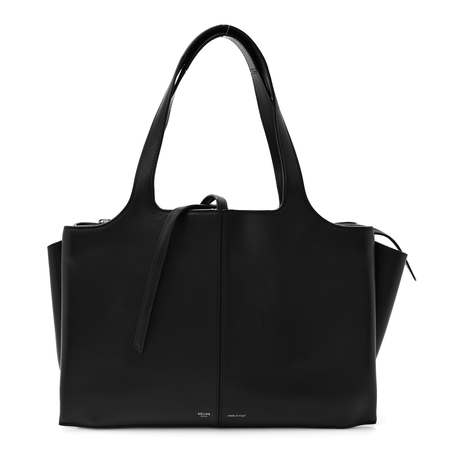 Supple Natural Calfskin Medium Tri-Fold Bag Black