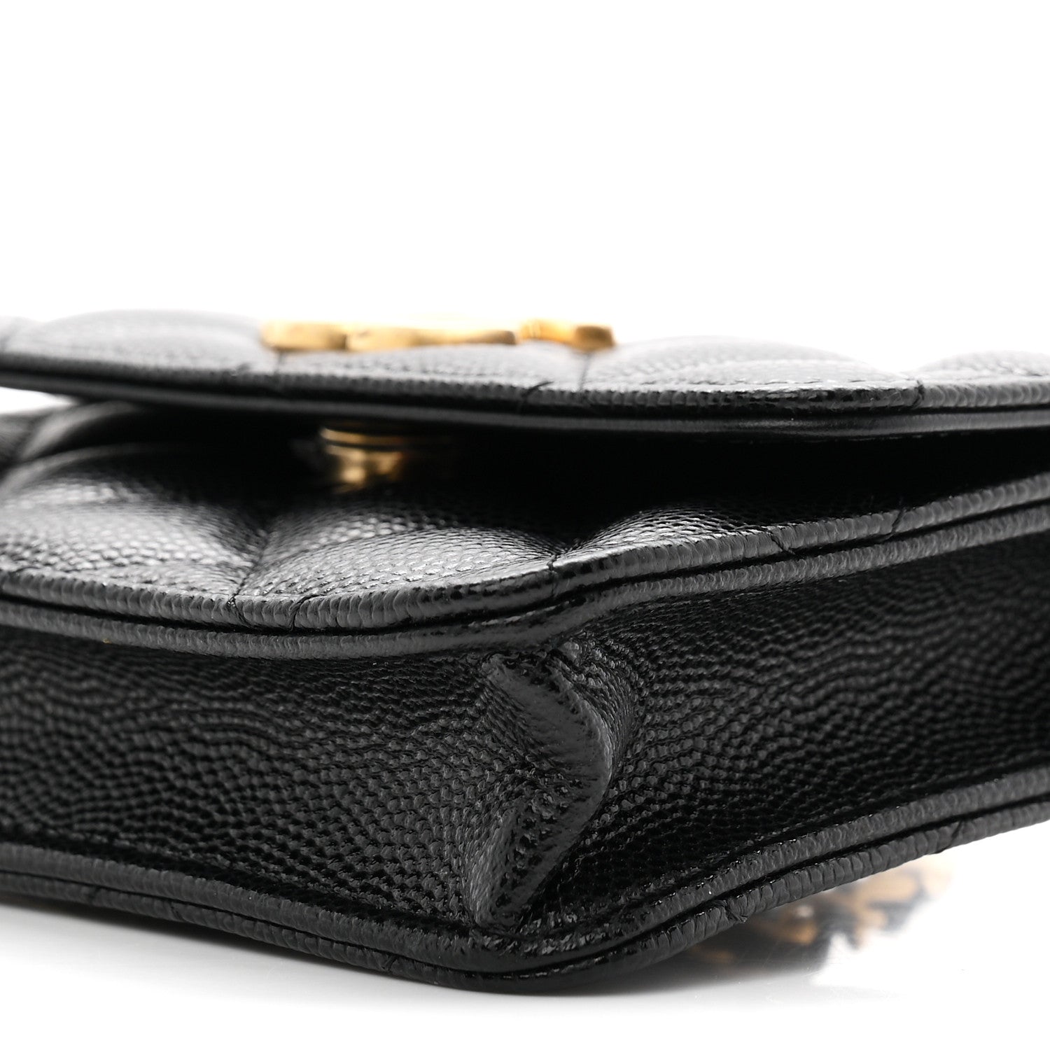 Caviar Quilted Belt Bag With Charms On Chain Black
