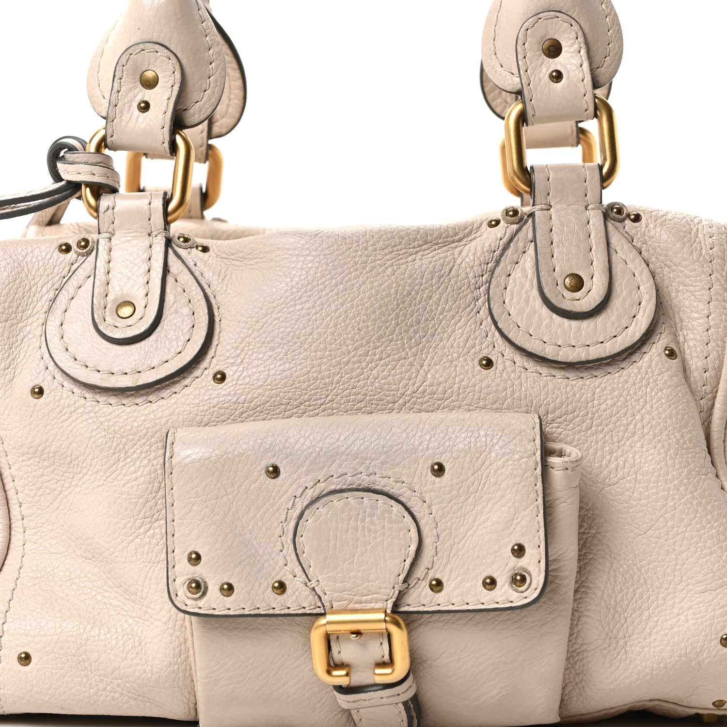 Calfskin Paddington Front Pocket Tote Creme