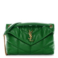 Lambskin Quilted Medium Loulou Puffer Monogram Chain Satchel New Vert Praire