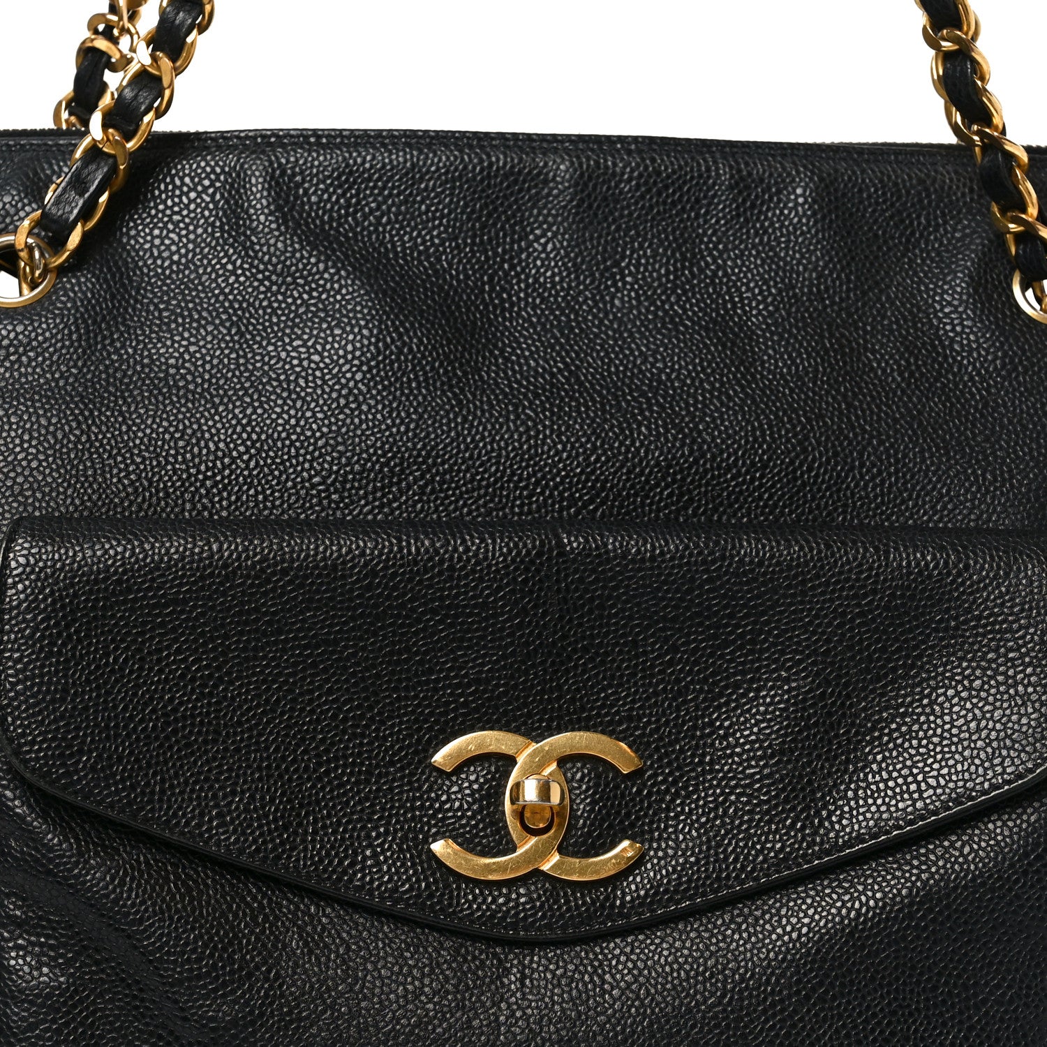 Caviar Flap Shoulder Bag Black
