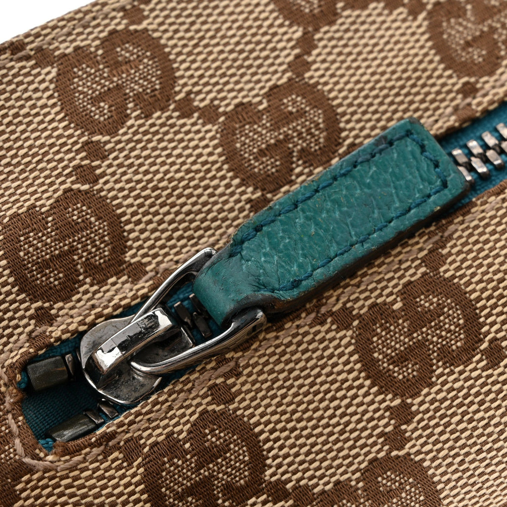 GG Monogram Web Double Pocket Belt Bag Turquoise