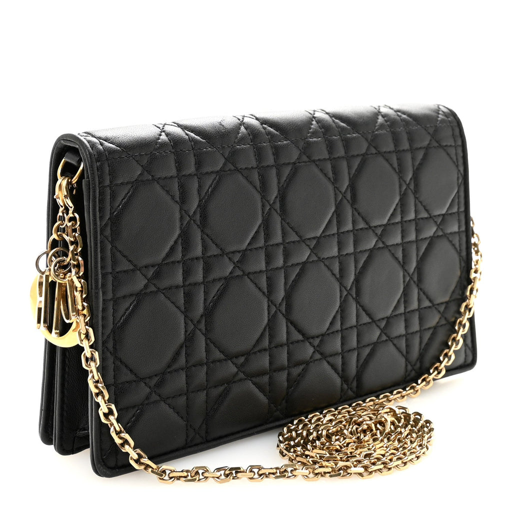 Lambskin Cannage Lady Dior Pouch Black