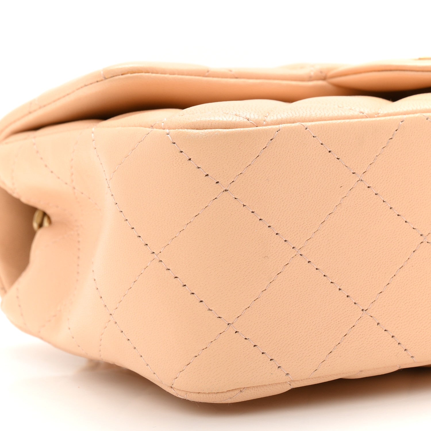 Lambskin Quilted Mini Rectangular Flap Beige