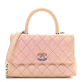 Iridescent Caviar Quilted Mini Coco Handle Flap Pink